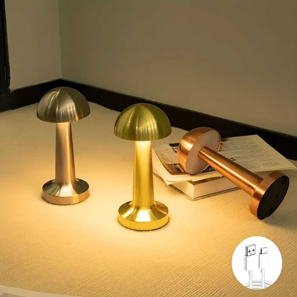 TopTouch Lampe de Table - Lampe LED Sans Fil avec Design Champignon Rétro
