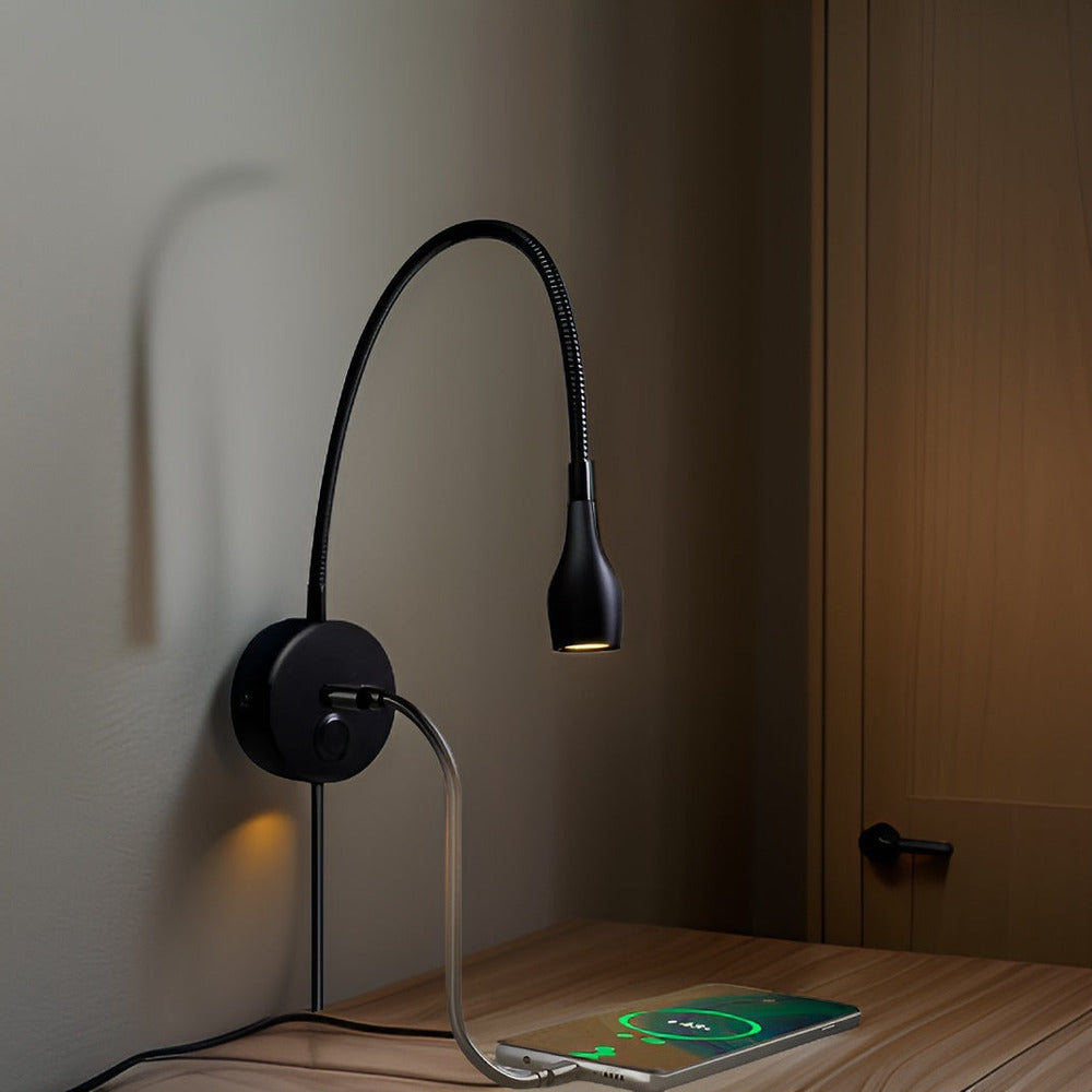 Lampe murale LED avec tactile et USB – lampe de lecture flexible avec col de cygne