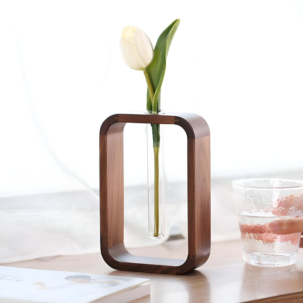 Pot de fleurs en bois et en verre élégant | Idéal pour les amateurs de jardinage