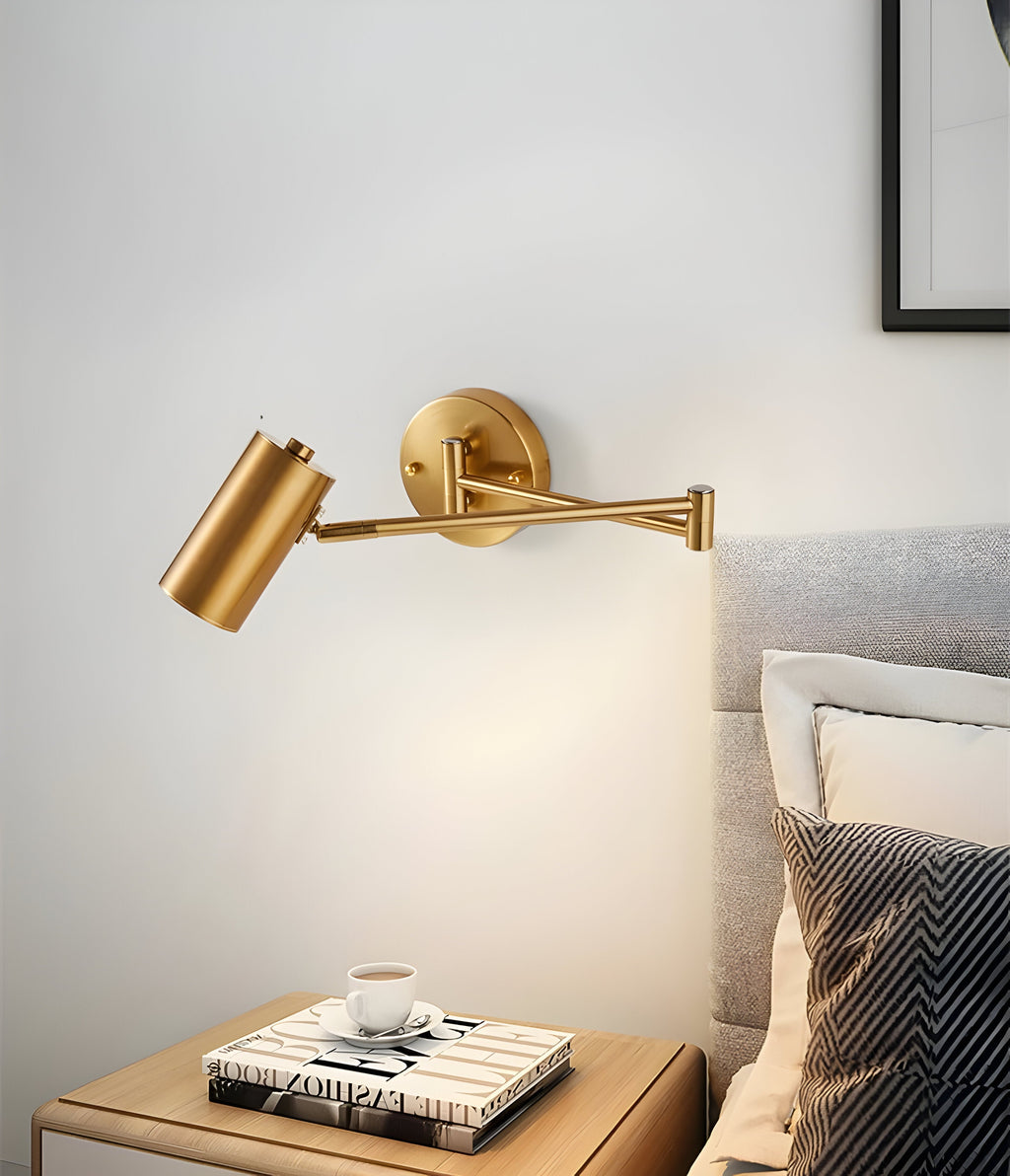 Applique murale réglable en or et noir – Lampe de lecture LED pour chambre à coucher