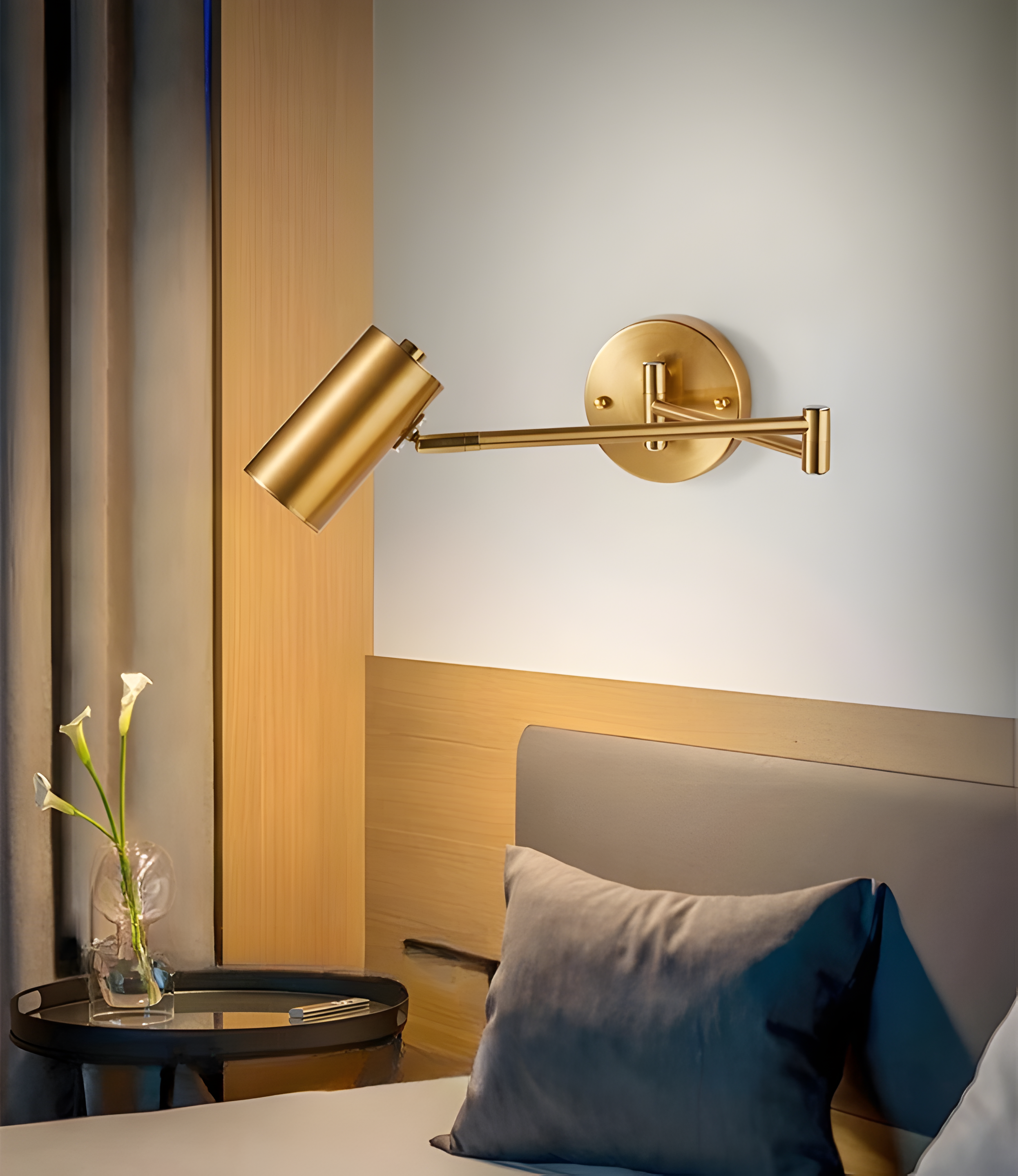 Applique murale réglable en or et noir – Lampe de lecture LED pour chambre à coucher