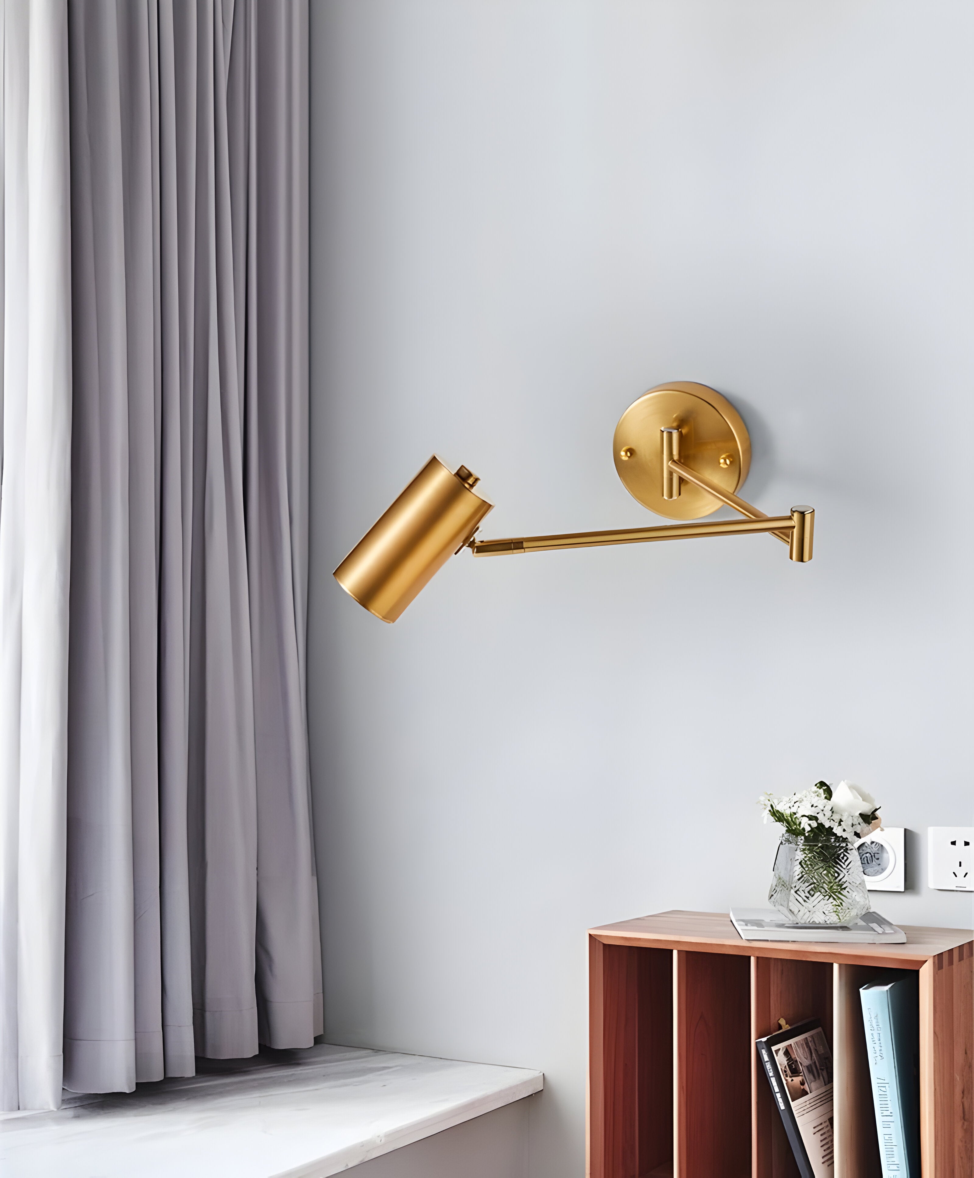 Applique murale réglable en or et noir – Lampe de lecture LED pour chambre à coucher