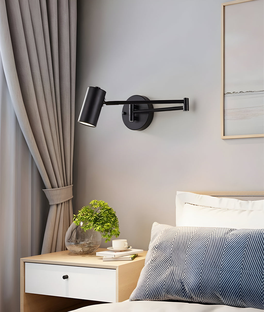 Applique murale réglable en or et noir – Lampe de lecture LED pour chambre à coucher
