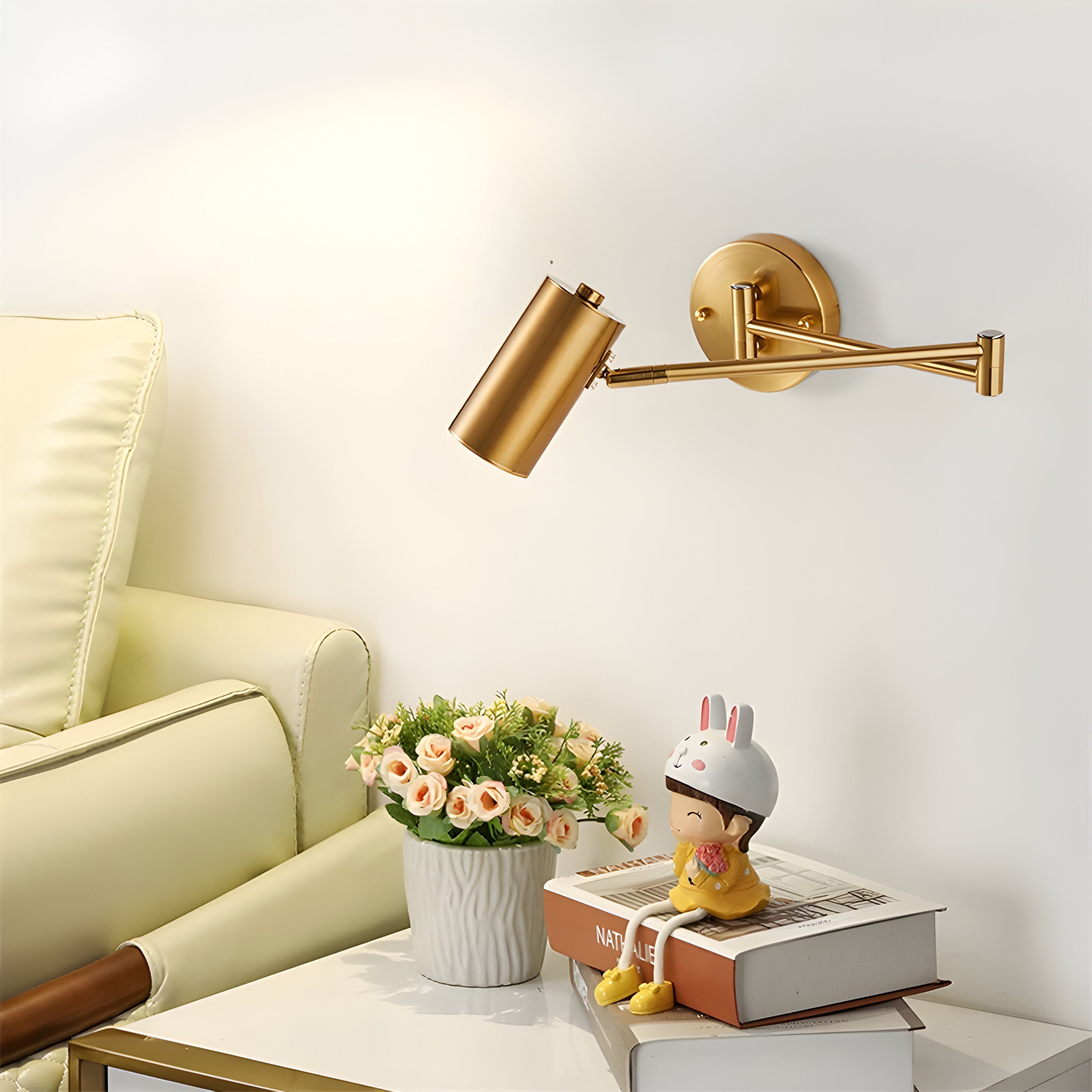 Applique murale réglable en or et noir – Lampe de lecture LED pour chambre à coucher