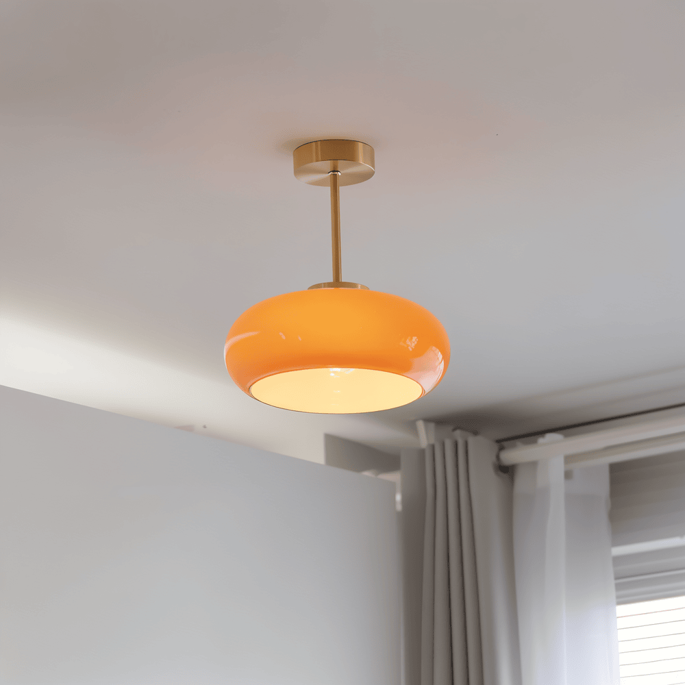 Ambera Plafonnier – Plafonnier Vintage Jaune Classique en Verre et Laiton