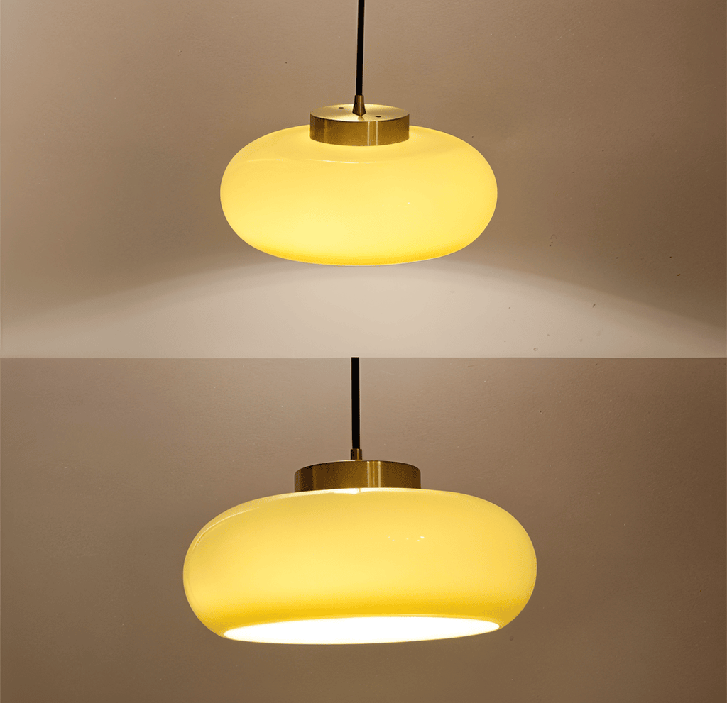 Ambera Plafonnier – Plafonnier Vintage Jaune Classique en Verre et Laiton