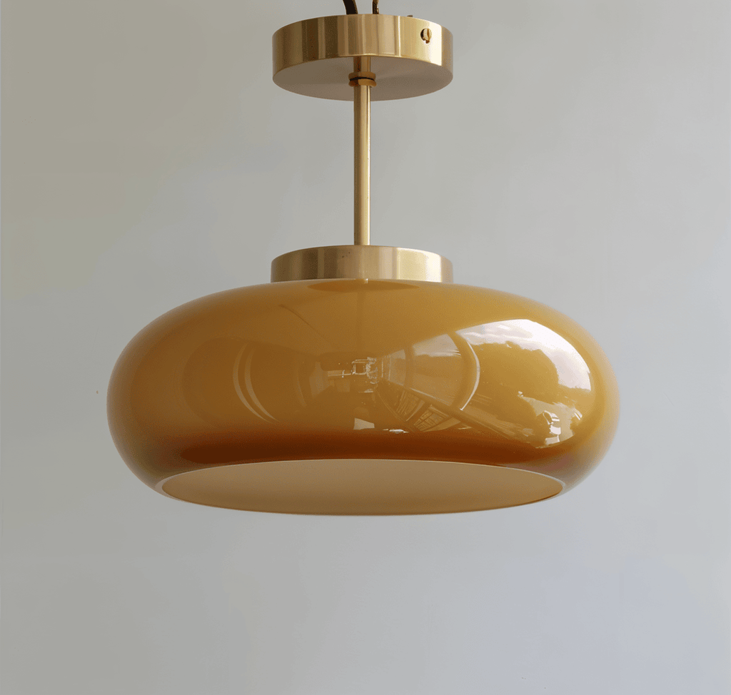 Ambera Plafonnier – Plafonnier Vintage Jaune Classique en Verre et Laiton