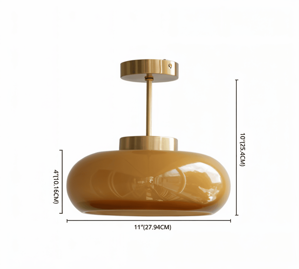 Ambera Plafonnier – Plafonnier Vintage Jaune Classique en Verre et Laiton