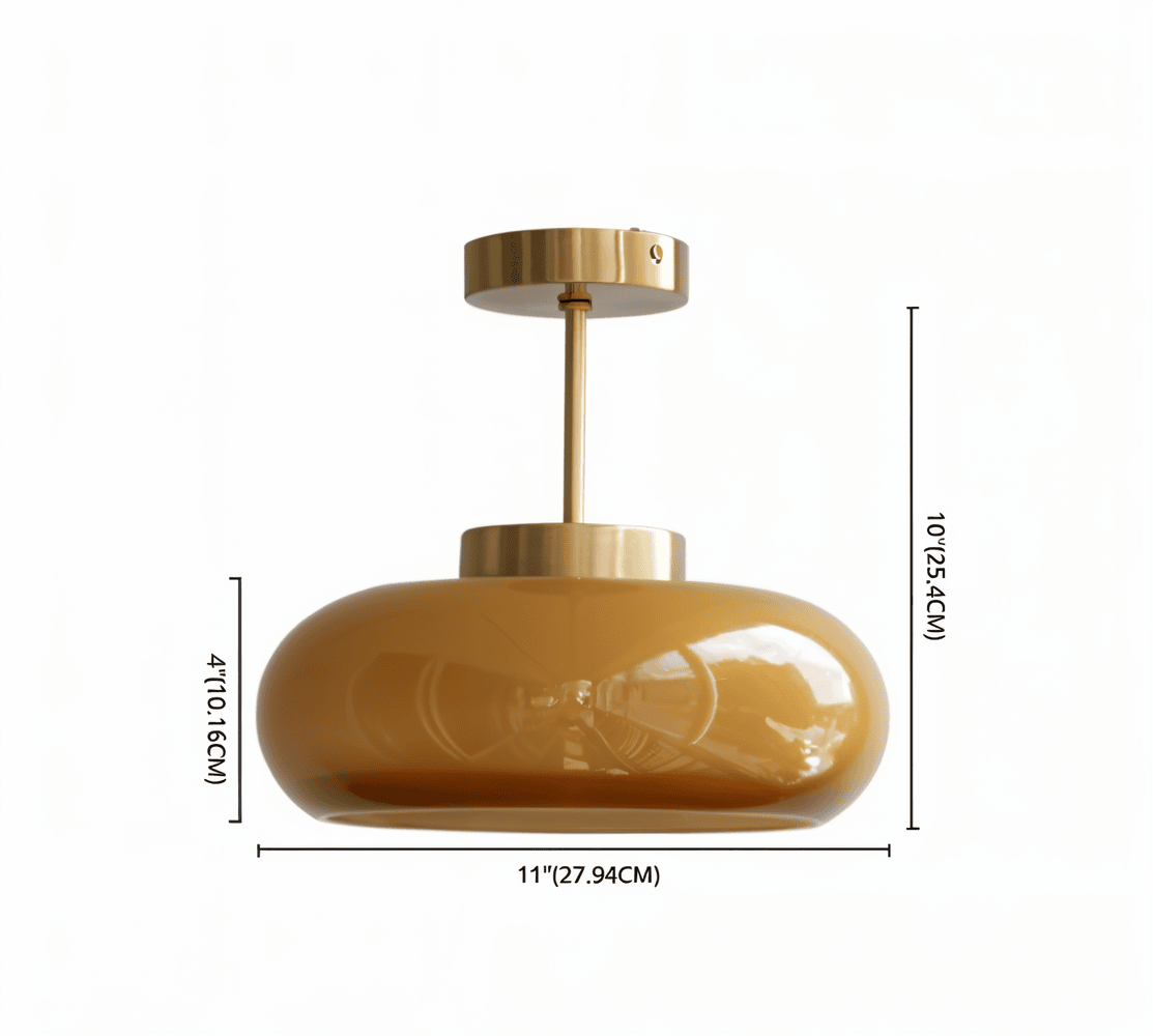 Ambera Plafonnier – Plafonnier Vintage Jaune Classique en Verre et Laiton