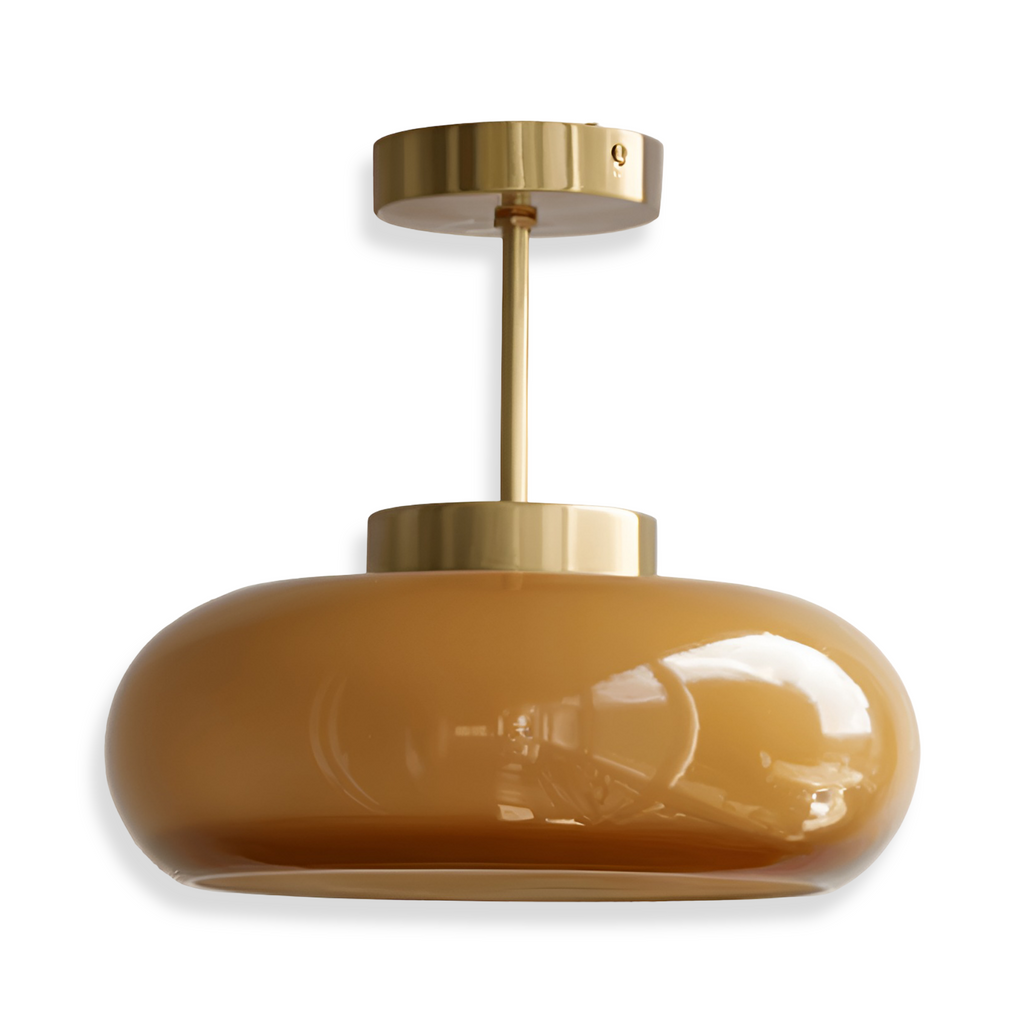 Ambera Plafonnier – Plafonnier Vintage Jaune Classique en Verre et Laiton