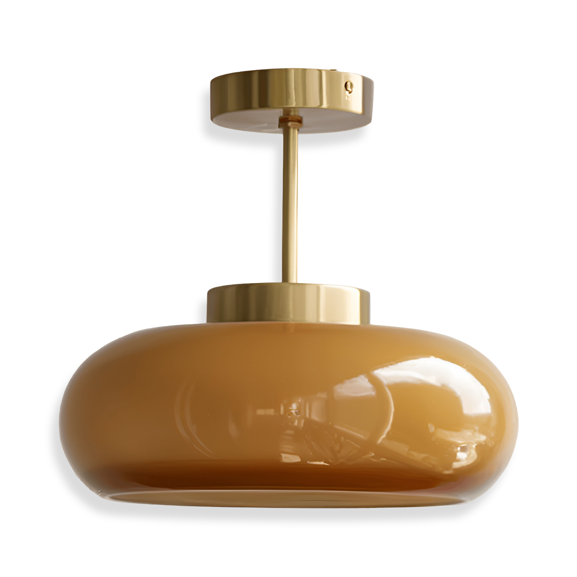 Ambera Plafonnier – Plafonnier Vintage Jaune Classique en Verre et Laiton