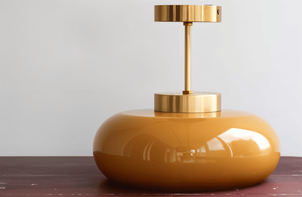 Ambera Plafonnier – Plafonnier Vintage Jaune Classique en Verre et Laiton