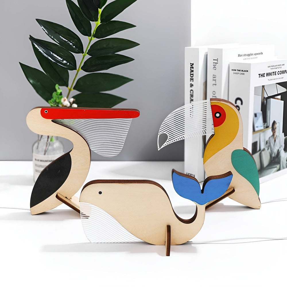 Animora – Lampe de Chevet en Bois & Acrylique avec Lumière LED Nocturne pour Enfants