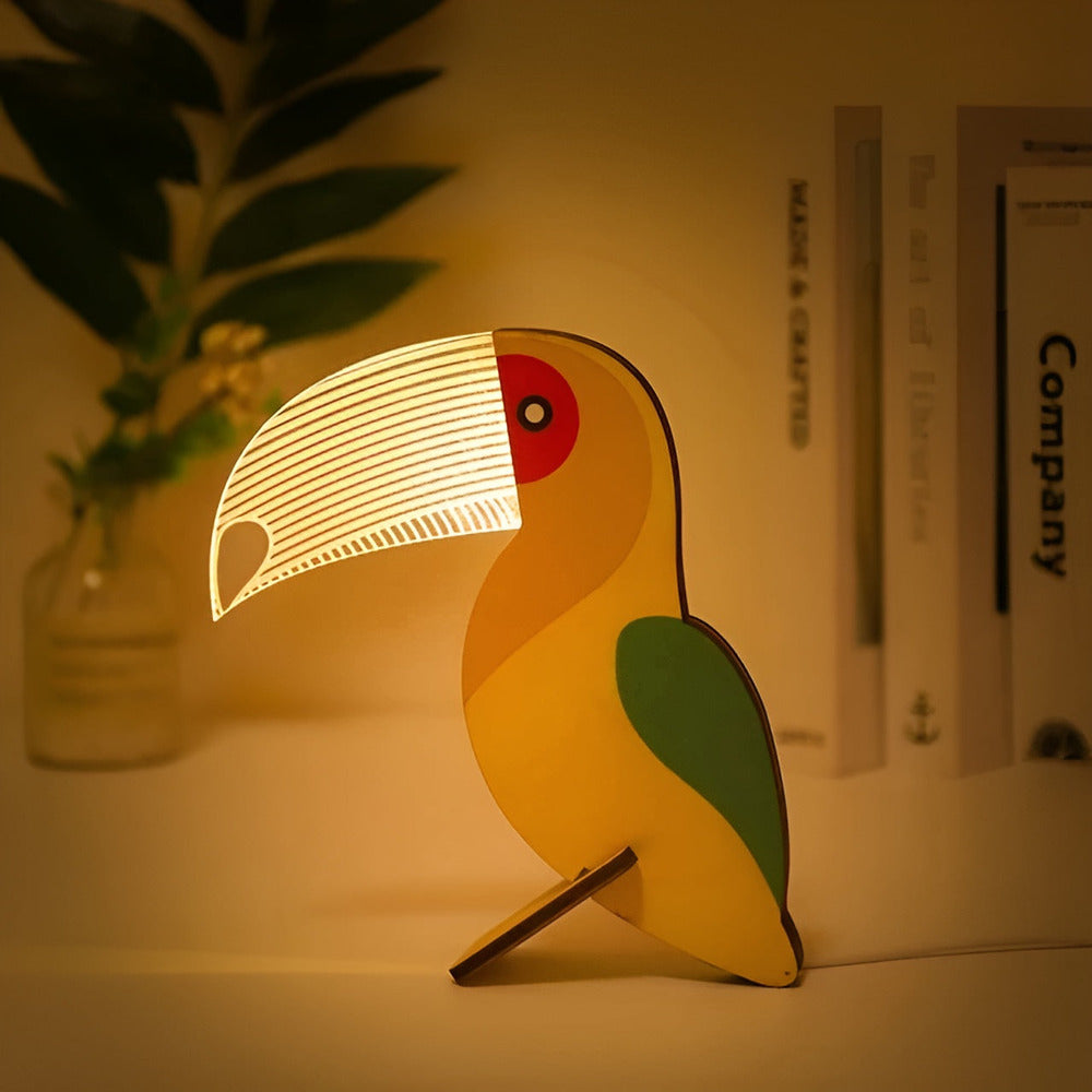 Animora – Lampe de Chevet en Bois & Acrylique avec Lumière LED Nocturne pour Enfants