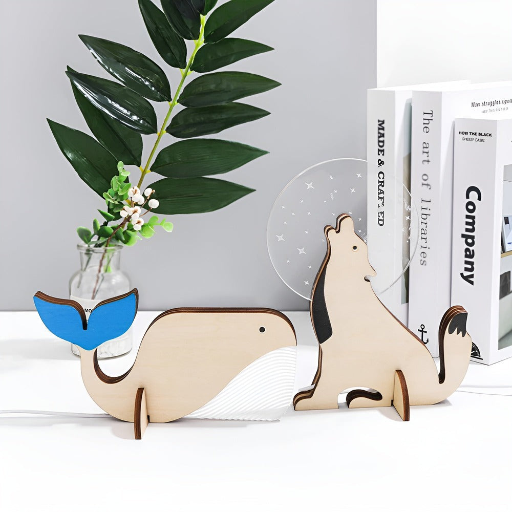 Animora – Lampe de Chevet en Bois & Acrylique avec Lumière LED Nocturne pour Enfants
