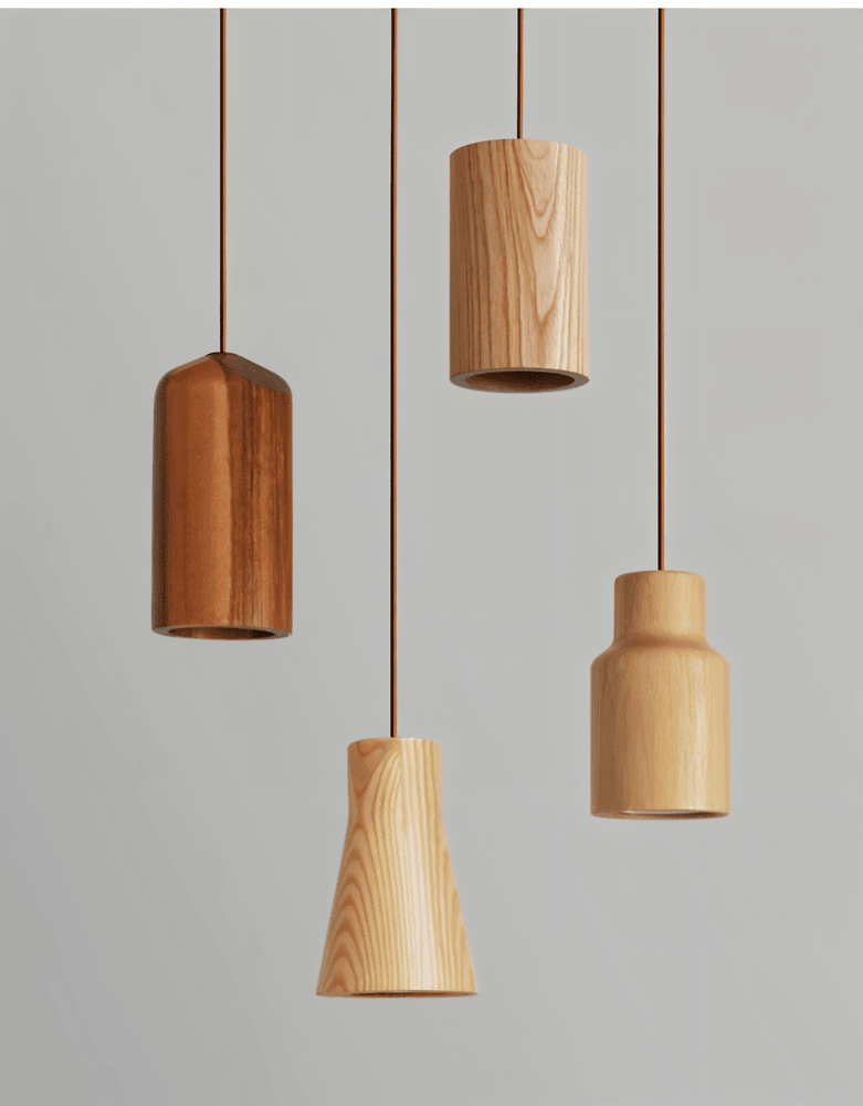 TimberaTube – Suspension en Bois avec Design Cylindrique en Frêne et Acacia