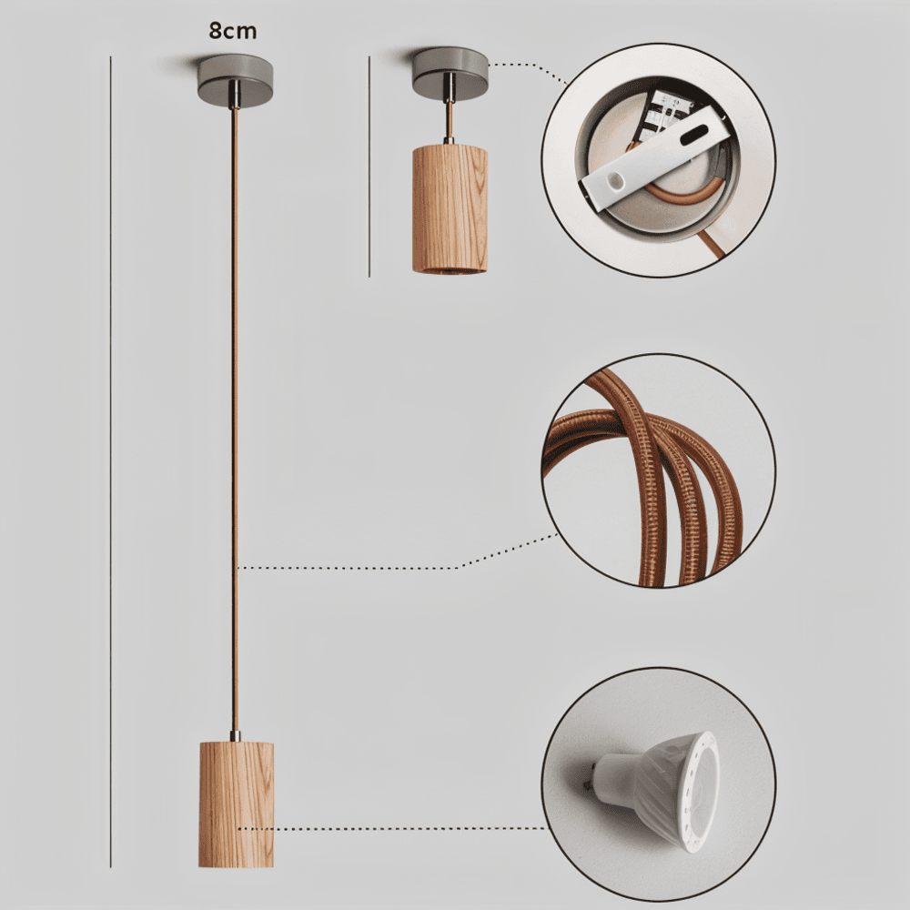 TimberaTube – Suspension en Bois avec Design Cylindrique en Frêne et Acacia