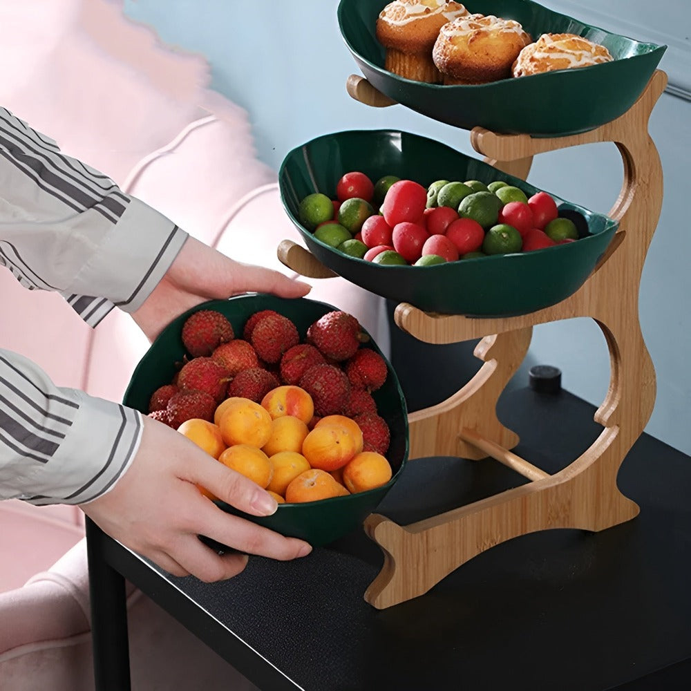Bol à Fruits en Bois à Plusieurs Couches - Bol à Fruits Moderne