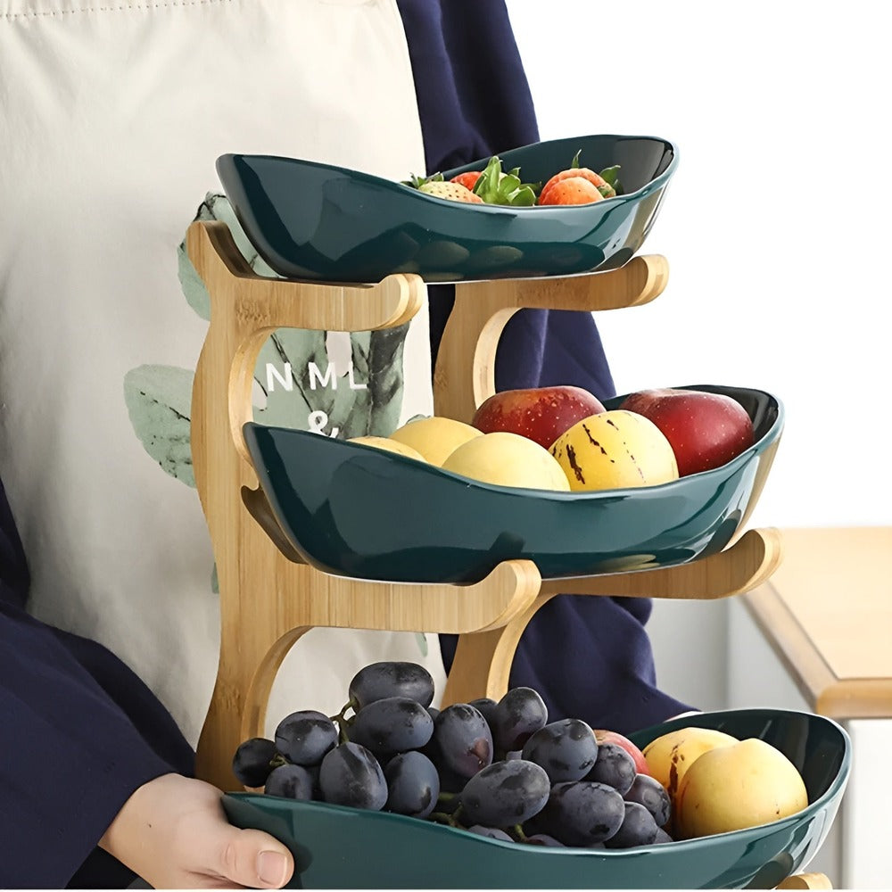 Bol à Fruits en Bois à Plusieurs Couches - Bol à Fruits Moderne