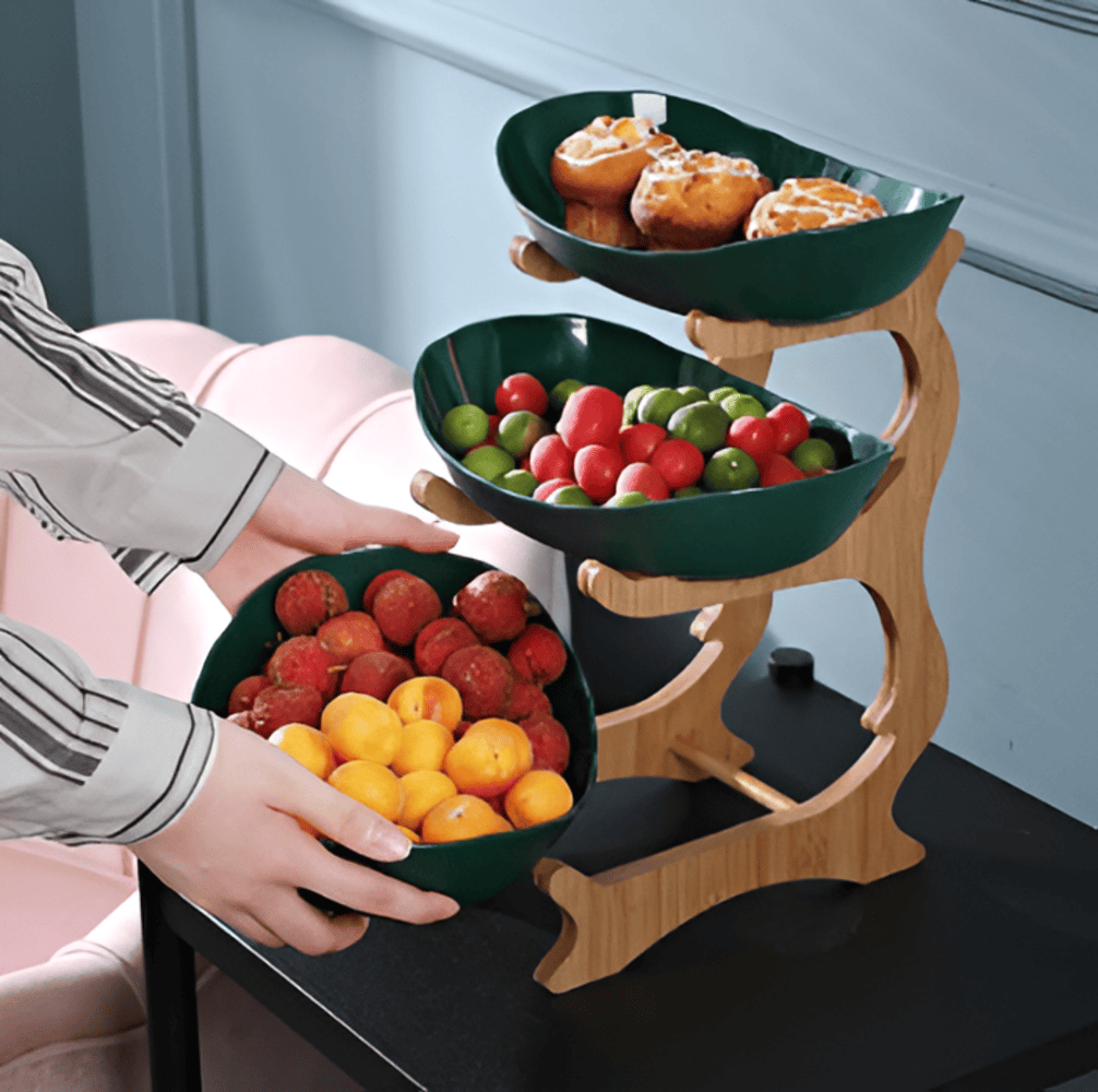 Bol à Fruits en Bois à Plusieurs Couches - Bol à Fruits Moderne