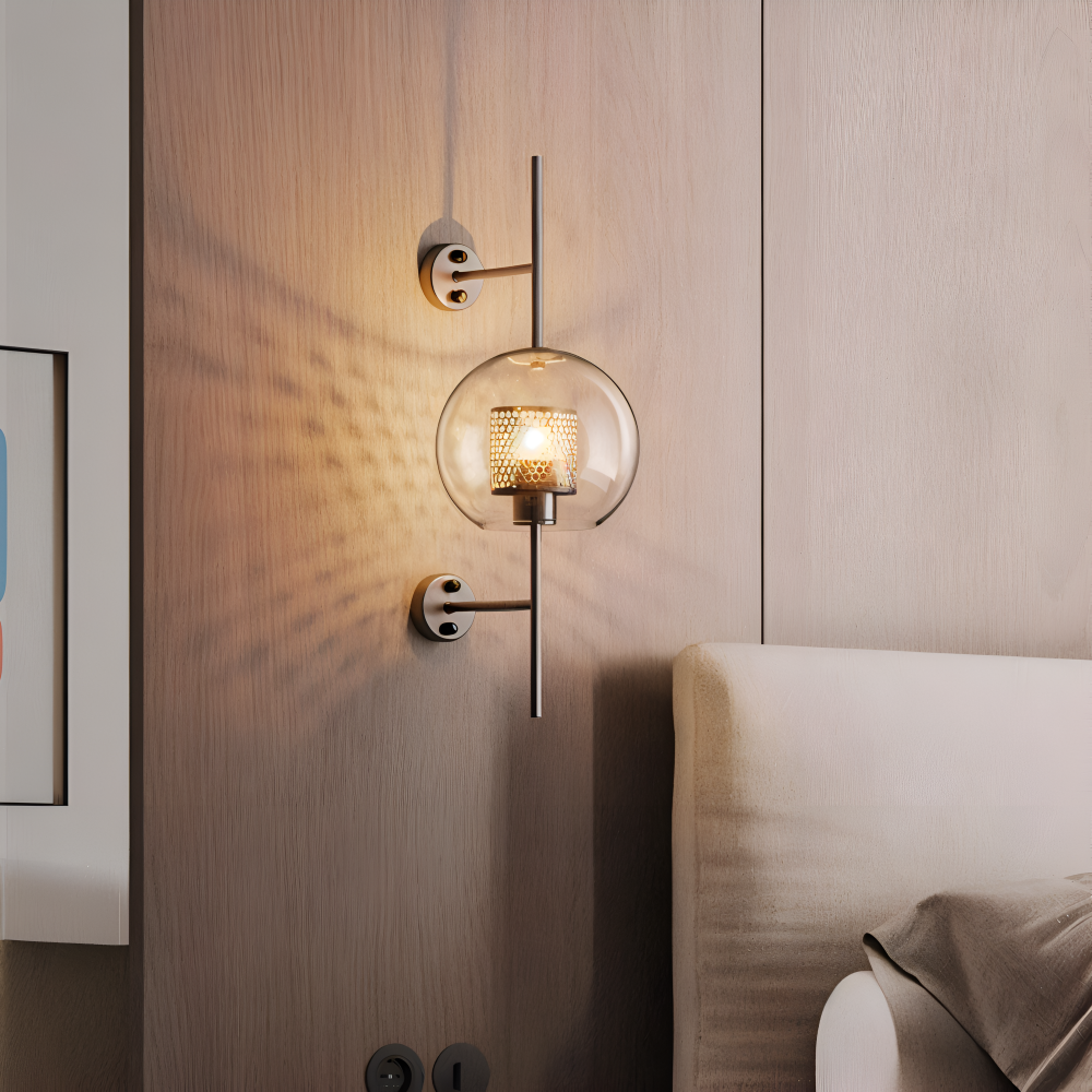 Hexara Applique Murale – Applique en Verre avec Motif de Ruche dans un Style LED Vintage
