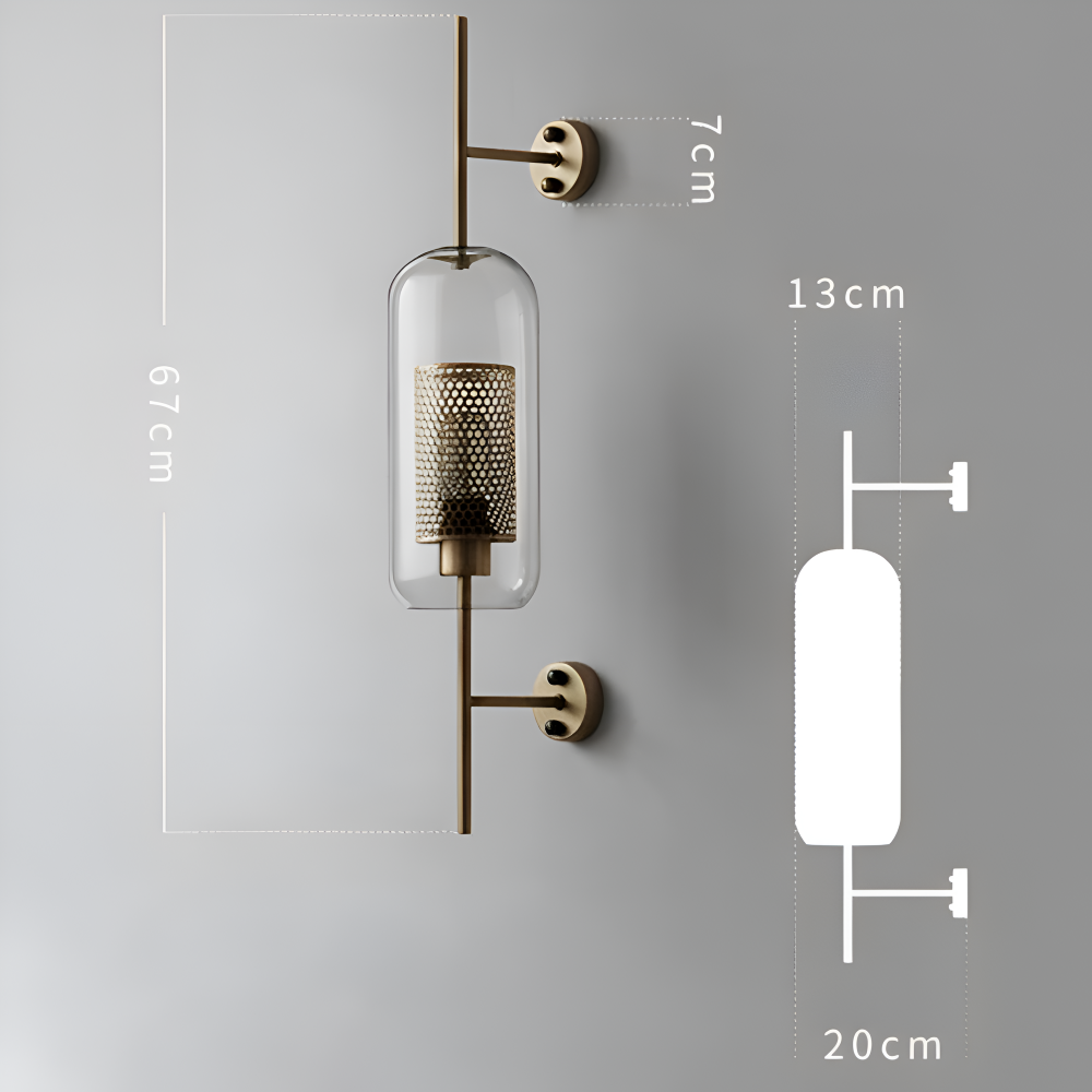 Hexara Applique Murale – Applique en Verre avec Motif de Ruche dans un Style LED Vintage