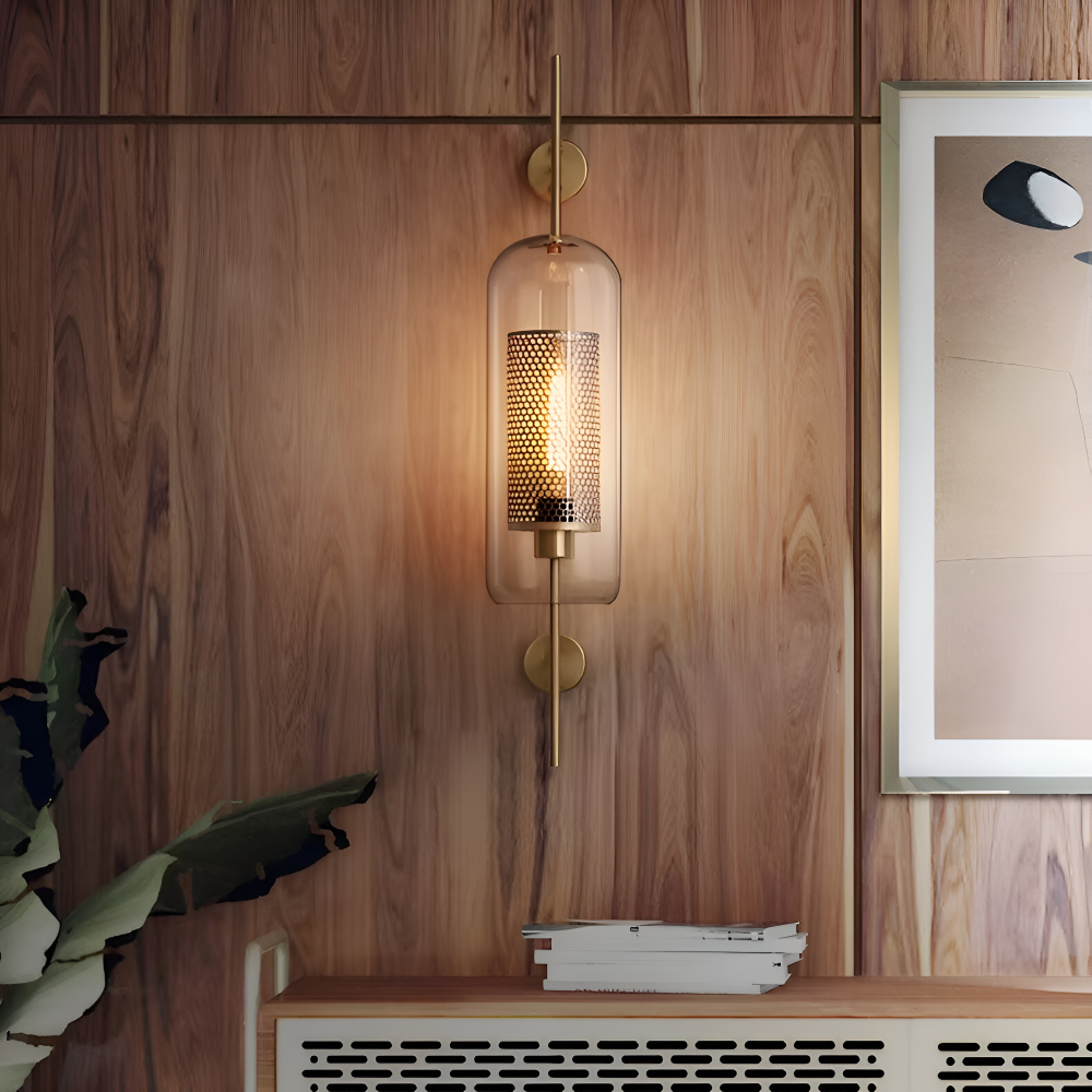 Hexara Applique Murale – Applique en Verre avec Motif de Ruche dans un Style LED Vintage