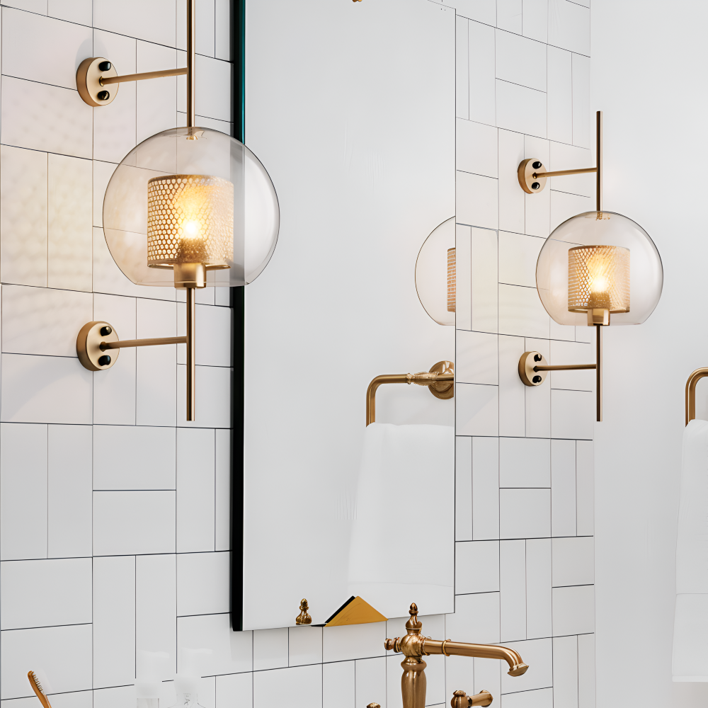 Hexara Applique Murale – Applique en Verre avec Motif de Ruche dans un Style LED Vintage
