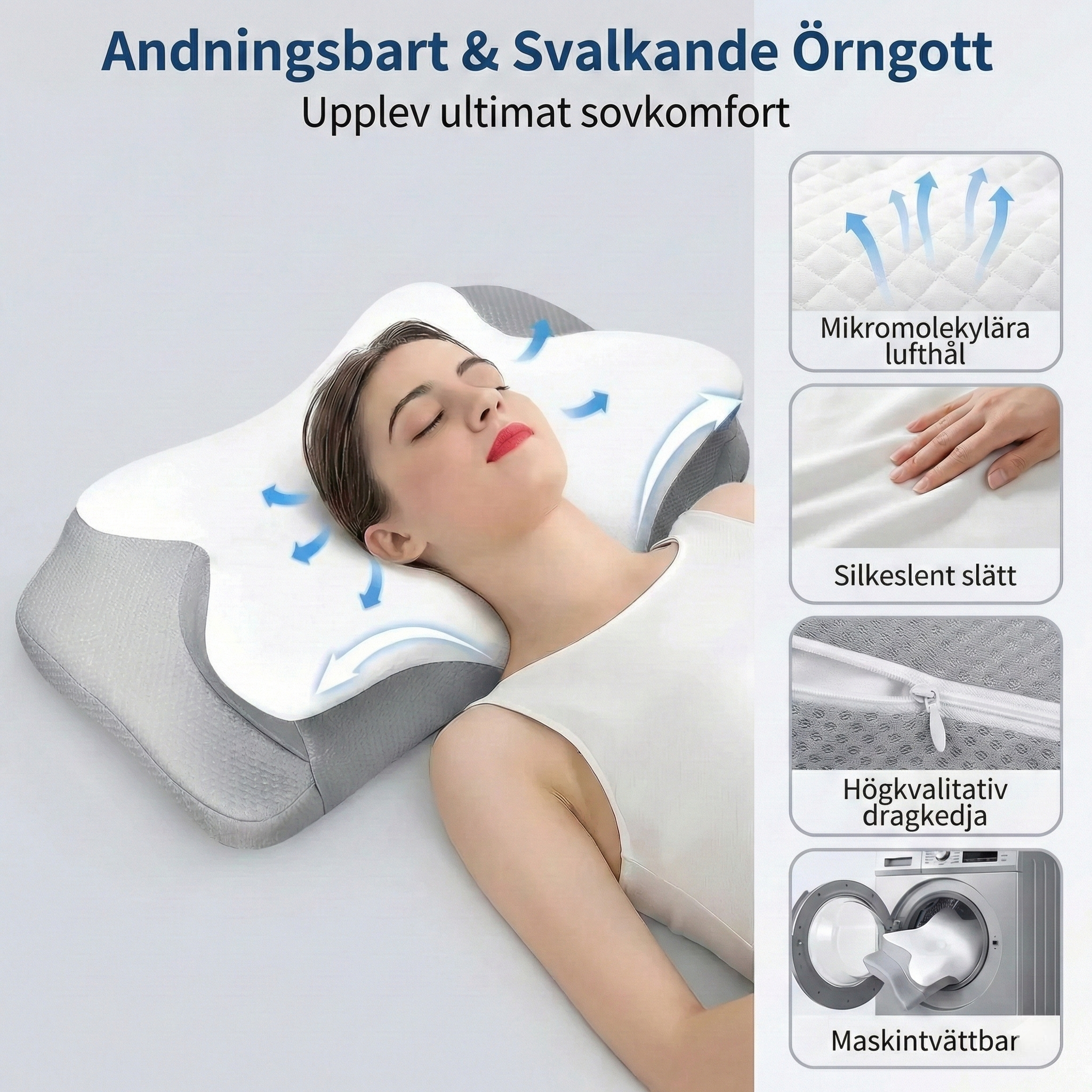 Coussin orthopédique pour le cou 6 zones – Coussin ergonomique en forme d'étoile avec accoudoirs – Mousse à mémoire contre les douleurs cervicales