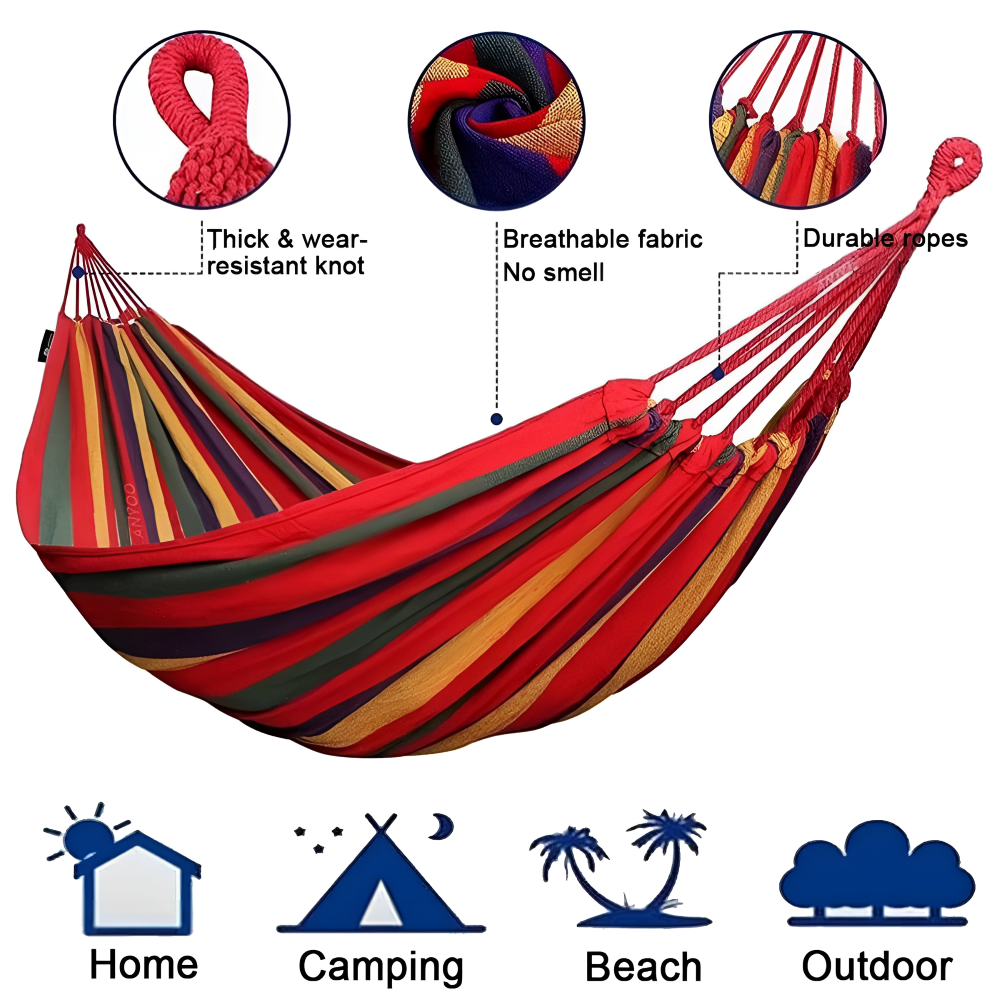 Hamac d'extérieur | Tissu en coton respirant | Avec cordes et sac de transport | CampNest