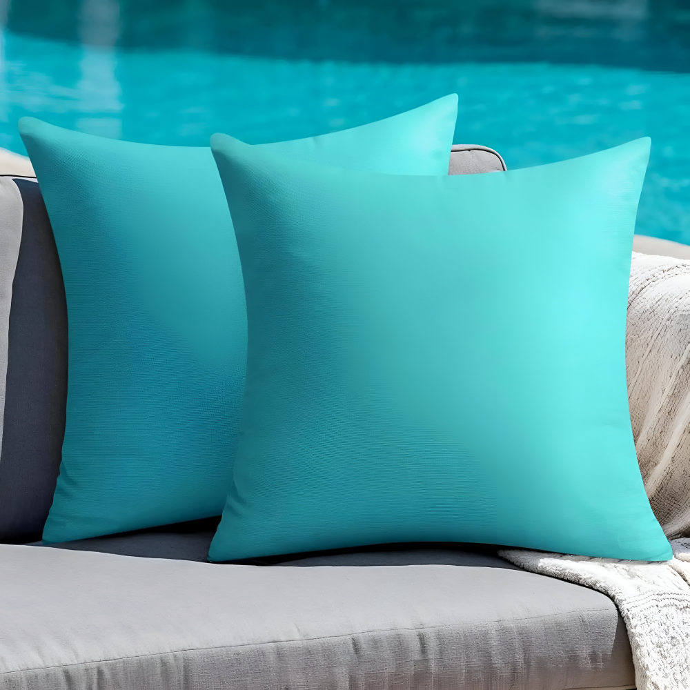 Housse de coussin d'extérieur 45x45 cm Résistante aux intempéries – Coussin au look lin rustique pour jardin & terrasse – Déperlant