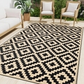 Tapis d'extérieur réversible – Antidérapant et résistant aux UV – Tapis en plastique pour camping et terrasse – Polypropylène, Géométrique
