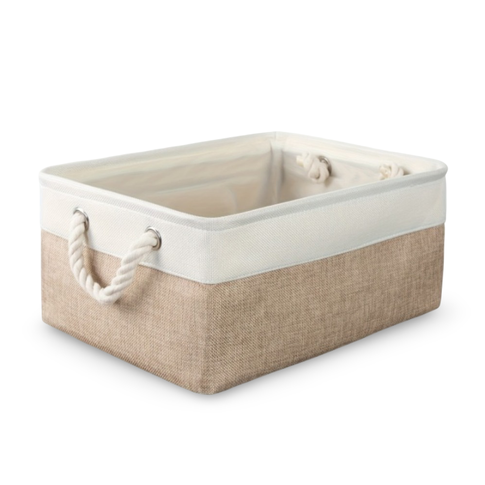 Boîte de rangement en tissu Oxford avec poignées en corde – Boîte en tissu pliable pour vêtements et jouets