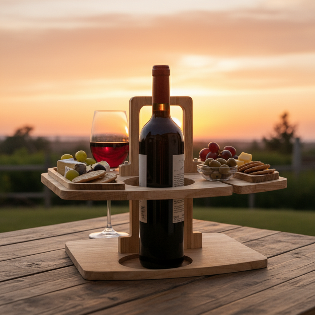 COUNTRYPLATE – Table de pique-nique en bois avec compartiments pour des moments de vin spéciaux