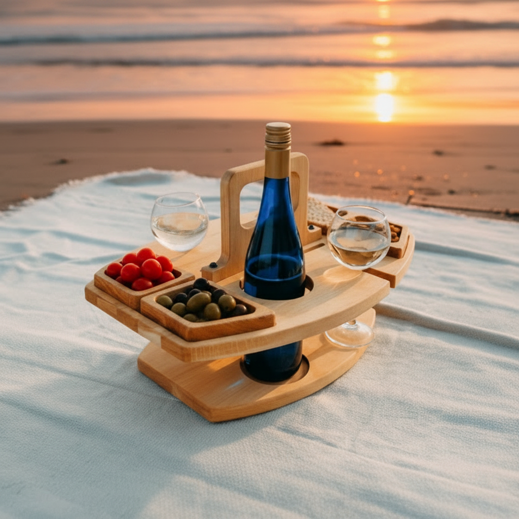 COUNTRYPLATE – Table de pique-nique en bois avec compartiments pour des moments de vin spéciaux