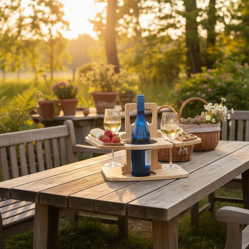 COUNTRYPLATE – Table de pique-nique en bois avec compartiments pour des moments de vin spéciaux