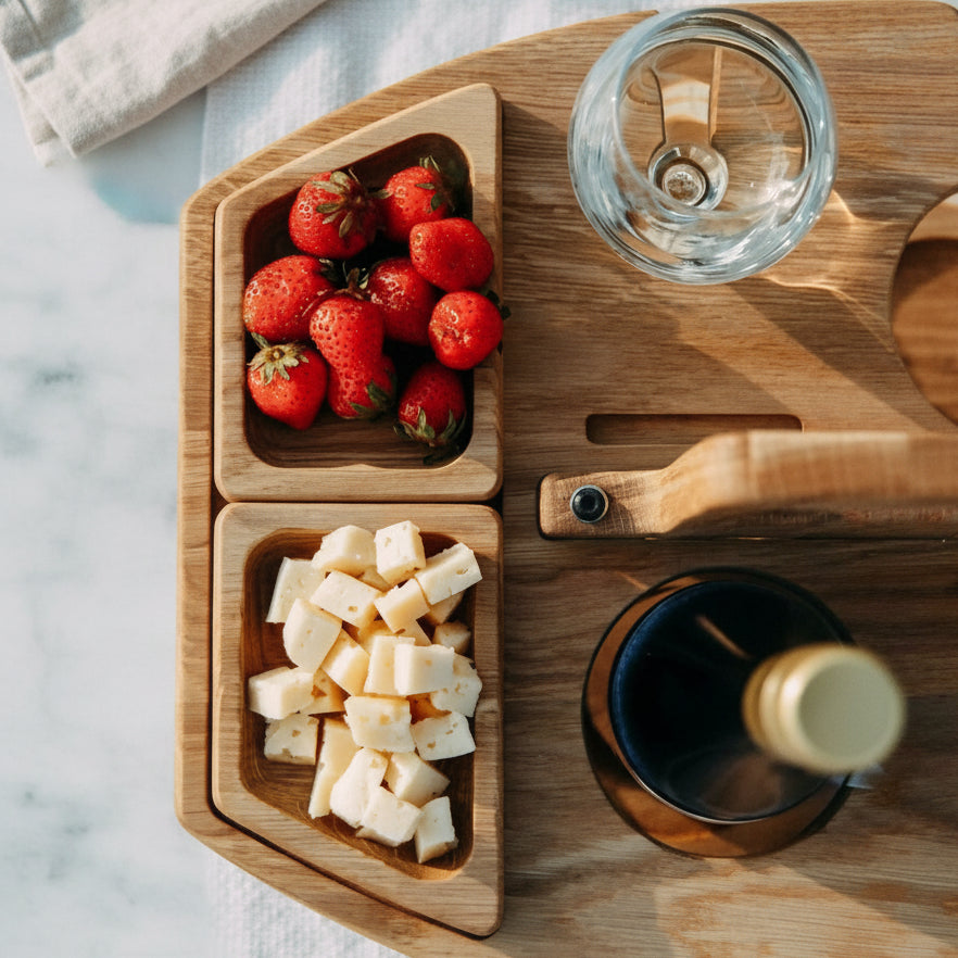 COUNTRYPLATE – Table de pique-nique en bois avec compartiments pour des moments de vin spéciaux