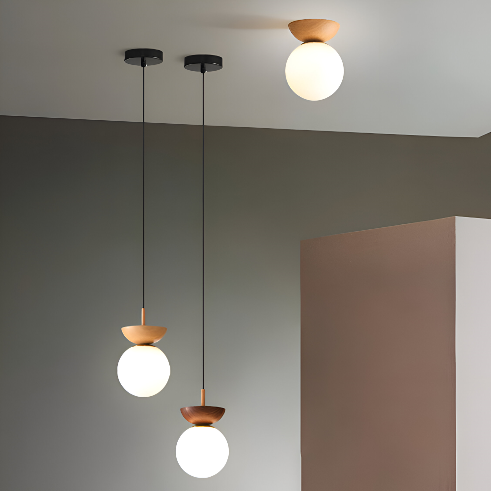 Lustre LED - Lampe Suspendue Japonaise en Forme de Perle - Éclairage Semi Flush Mount Orb