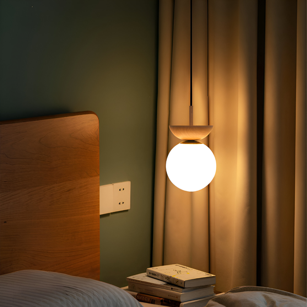 Lustre LED - Lampe Suspendue Japonaise en Forme de Perle - Éclairage Semi Flush Mount Orb