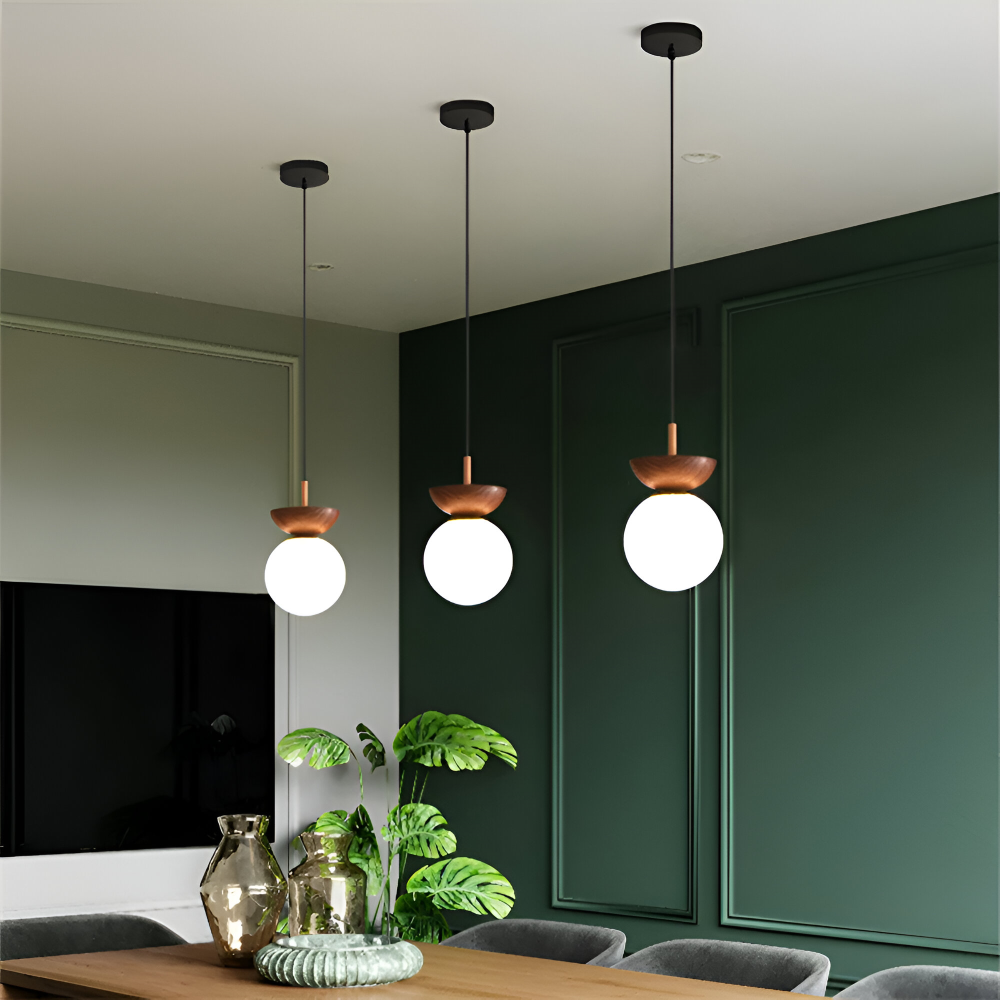 Lustre LED - Lampe Suspendue Japonaise en Forme de Perle - Éclairage Semi Flush Mount Orb