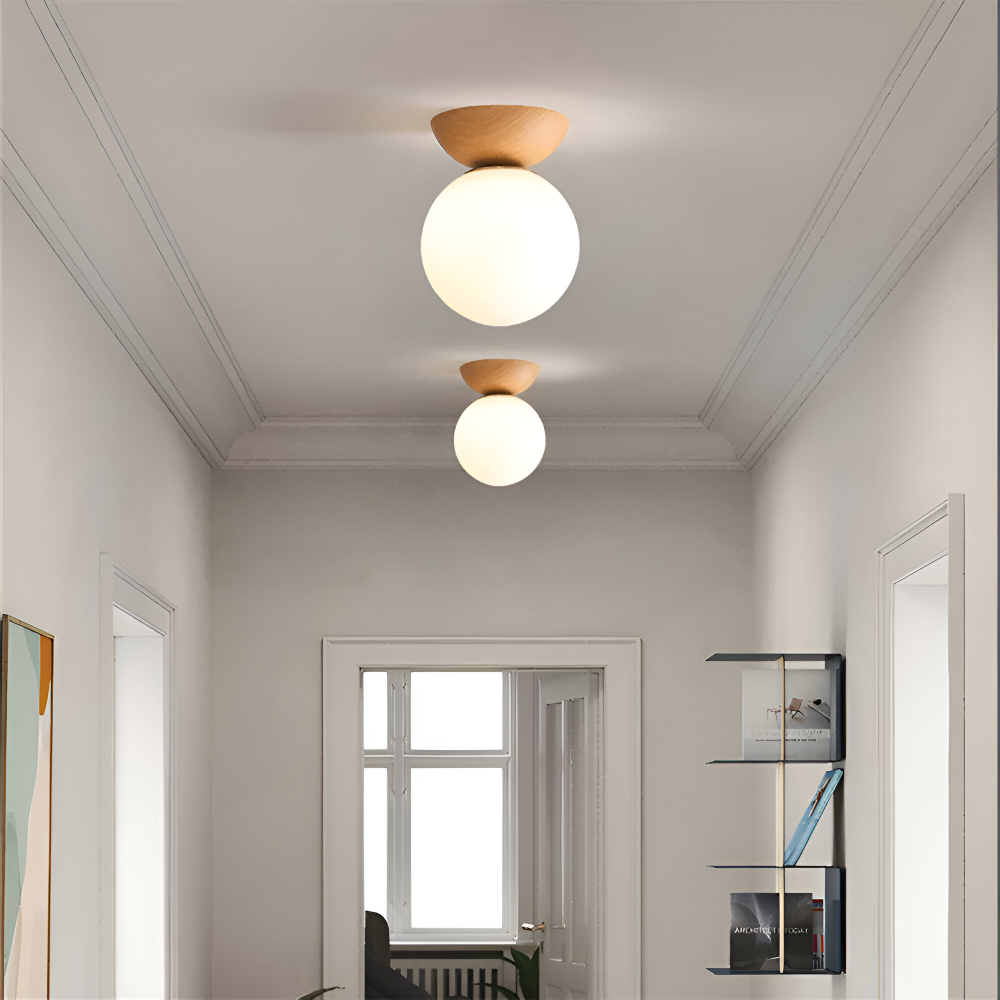 Lustre LED - Lampe Suspendue Japonaise en Forme de Perle - Éclairage Semi Flush Mount Orb