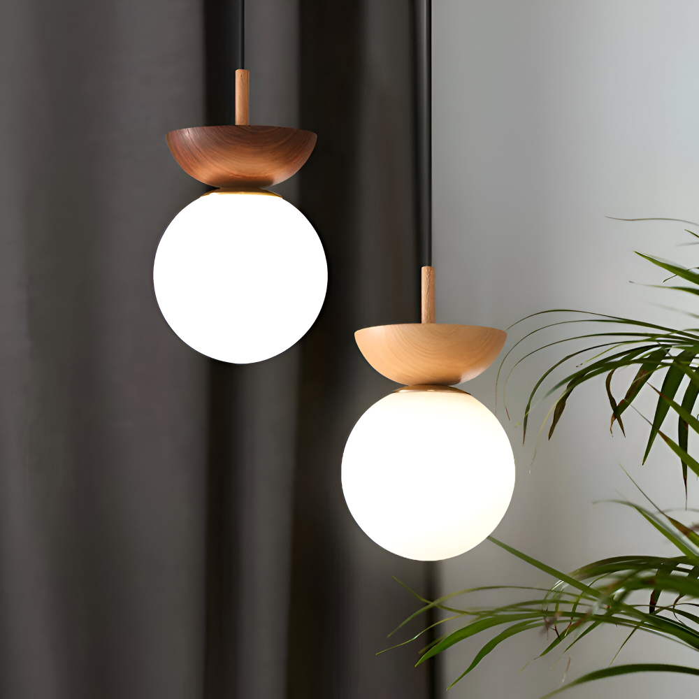 Lustre LED - Lampe Suspendue Japonaise en Forme de Perle - Éclairage Semi Flush Mount Orb