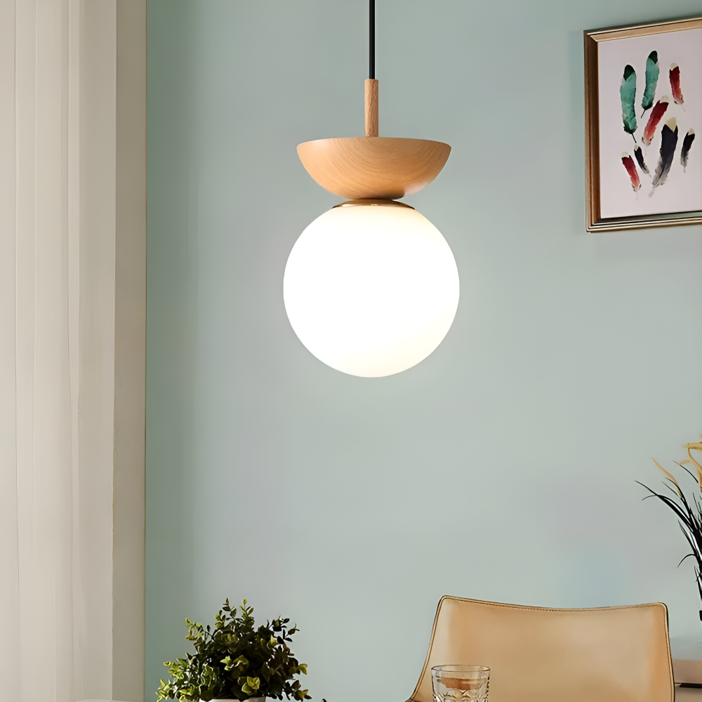 Lustre LED - Lampe Suspendue Japonaise en Forme de Perle - Éclairage Semi Flush Mount Orb