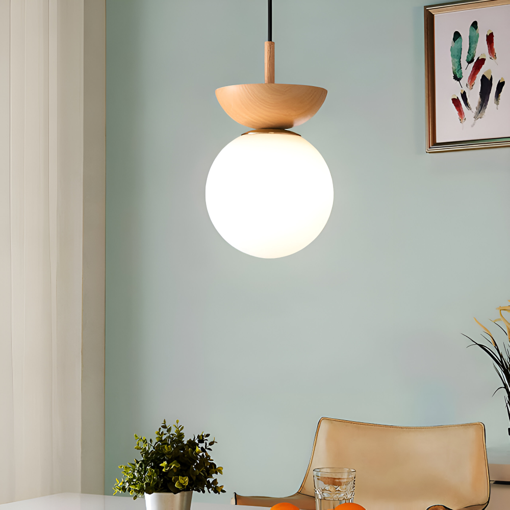 Lustre LED - Lampe Suspendue Japonaise en Forme de Perle - Éclairage Semi Flush Mount Orb