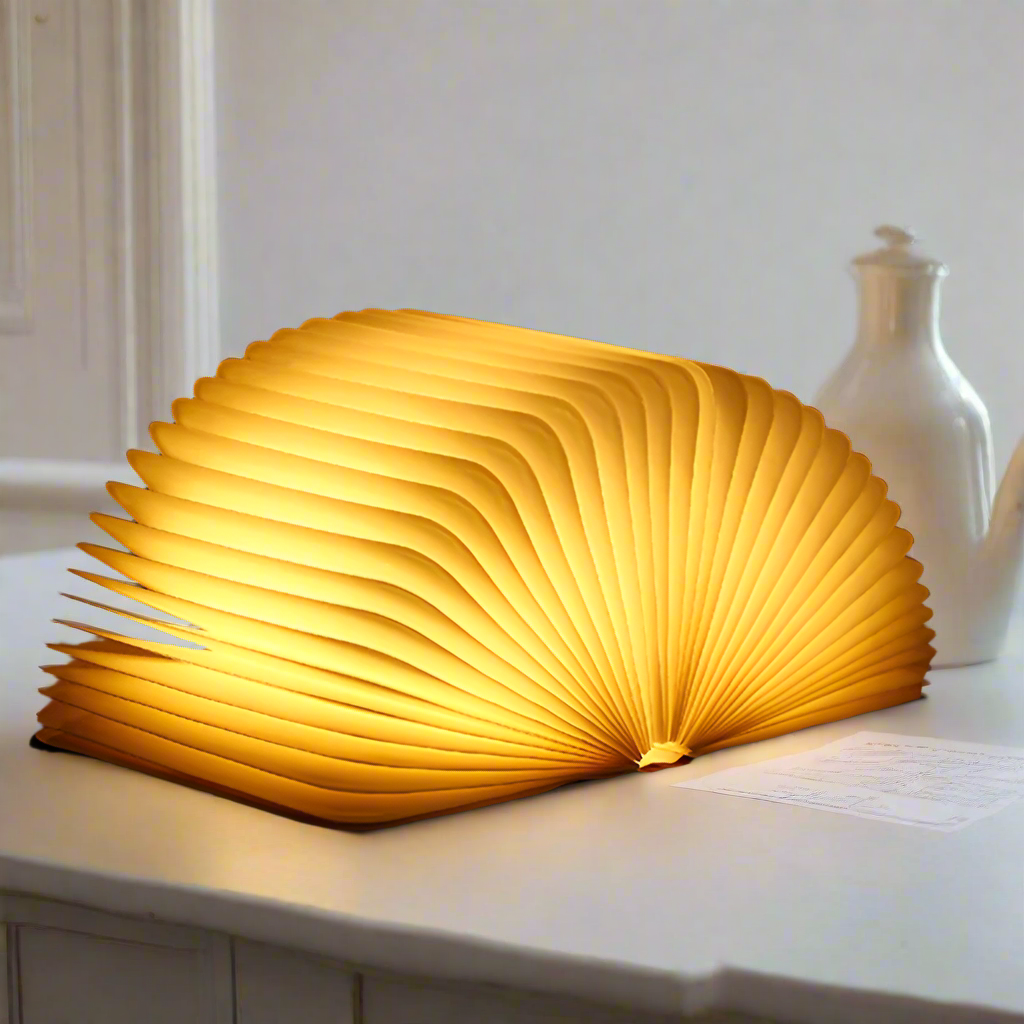 Lampe de table en forme de livre avec des pages dépliantes
