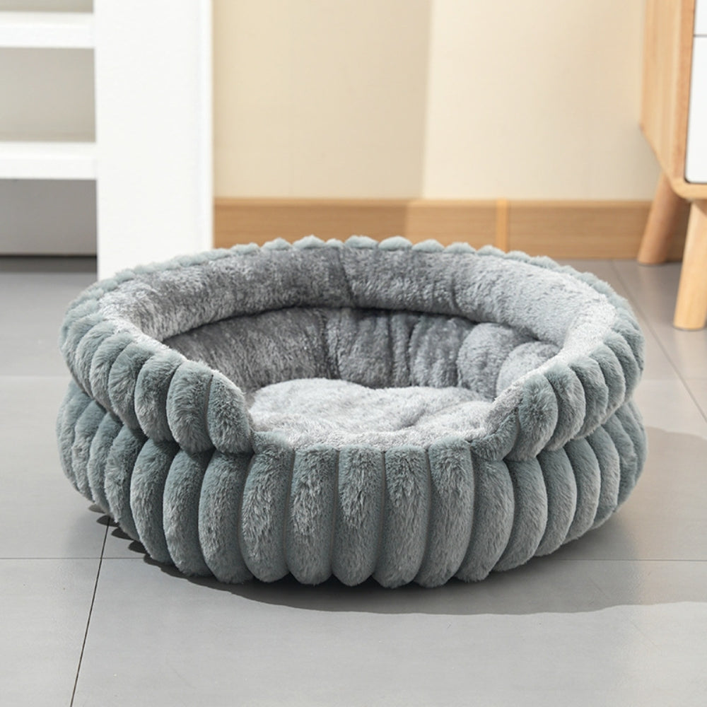 Lit pour animaux en peluche classique en forme de donut