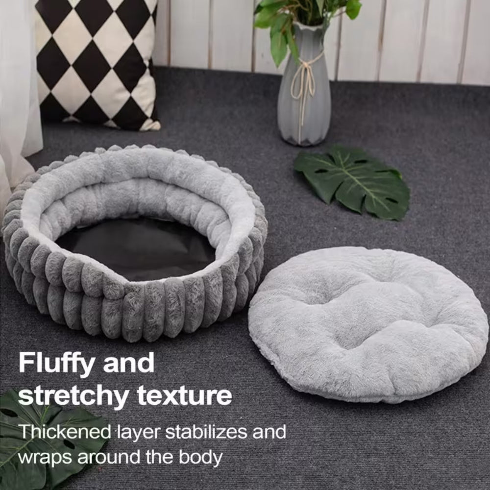 Lit pour animaux en peluche classique en forme de donut