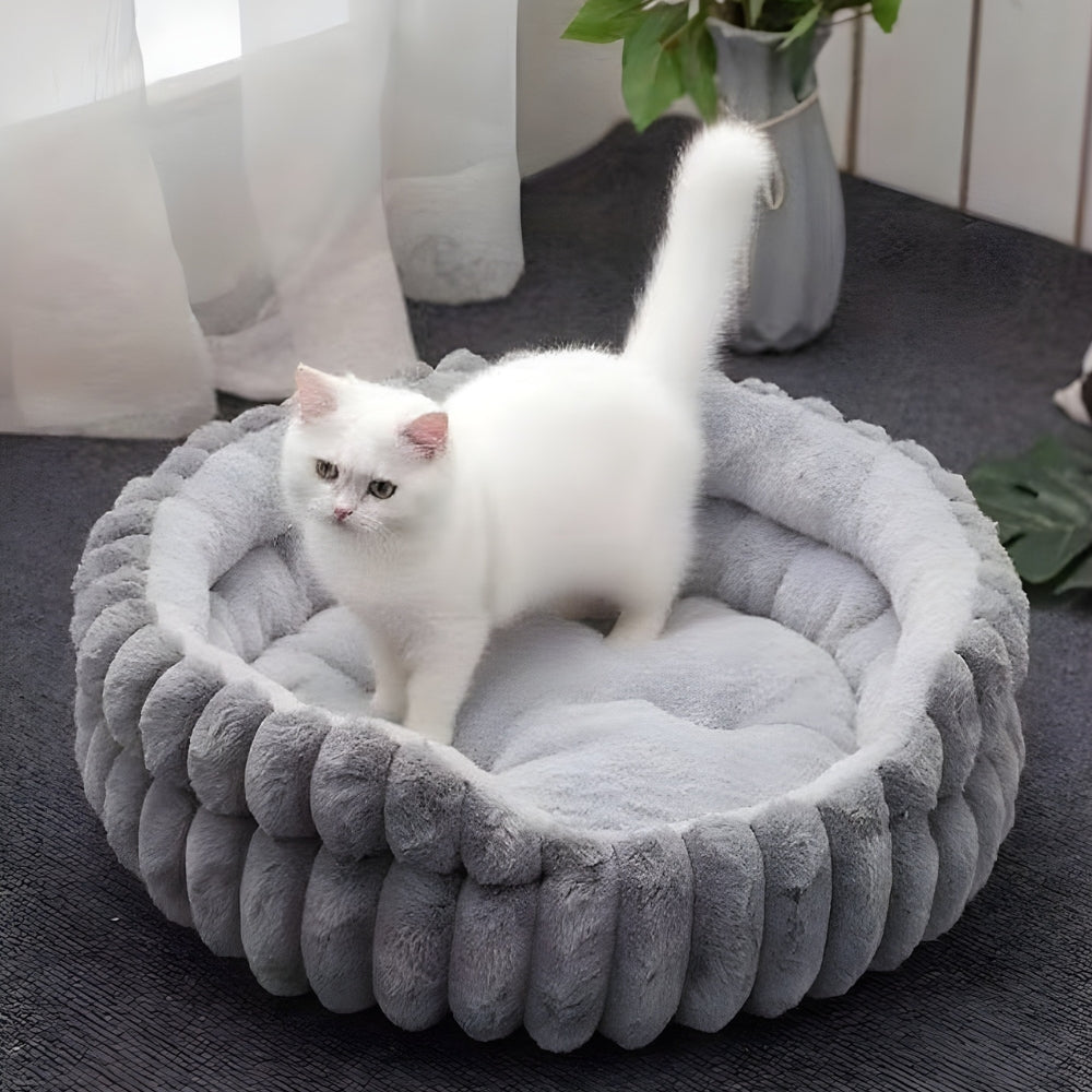 Lit pour animaux en peluche classique en forme de donut