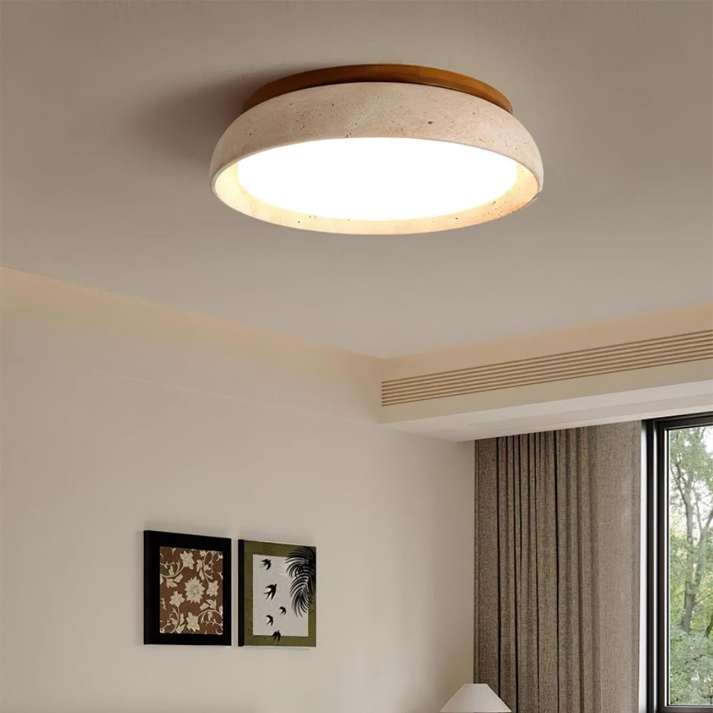 Lampe de plafond en travertin naturel