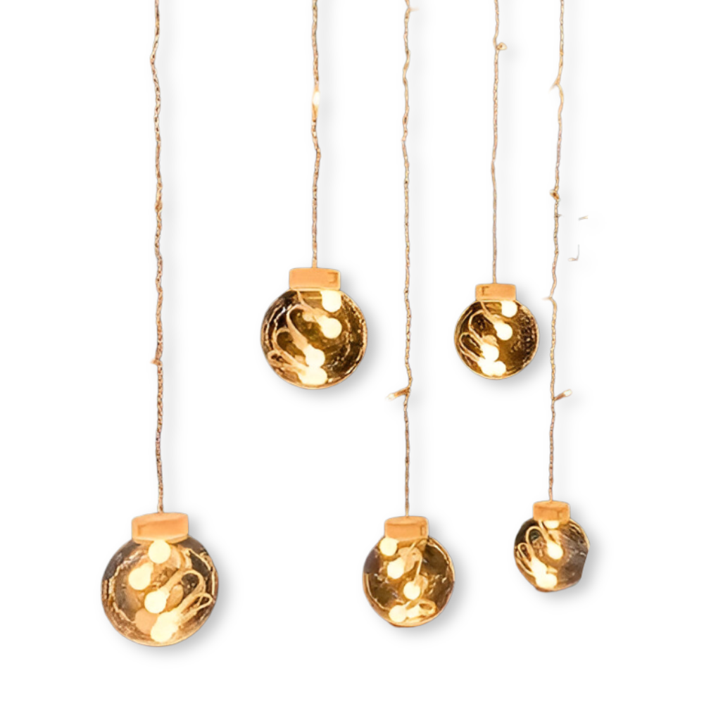 Guirlande lumineuse solaire avec boules – éclairage LED chaud pour l'intérieur et l'extérieur